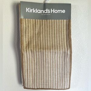 Kirklands Table Runner Jute Stripe Cream 100% Cotton 13 x 90” New